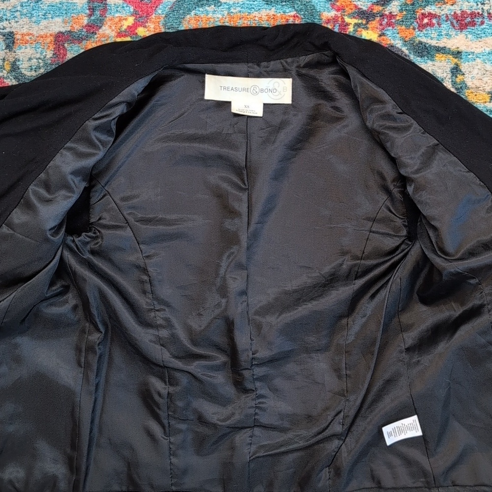 Treasure & Bond XS black real leather moto jacket with fabric front - Picture 5 of 7